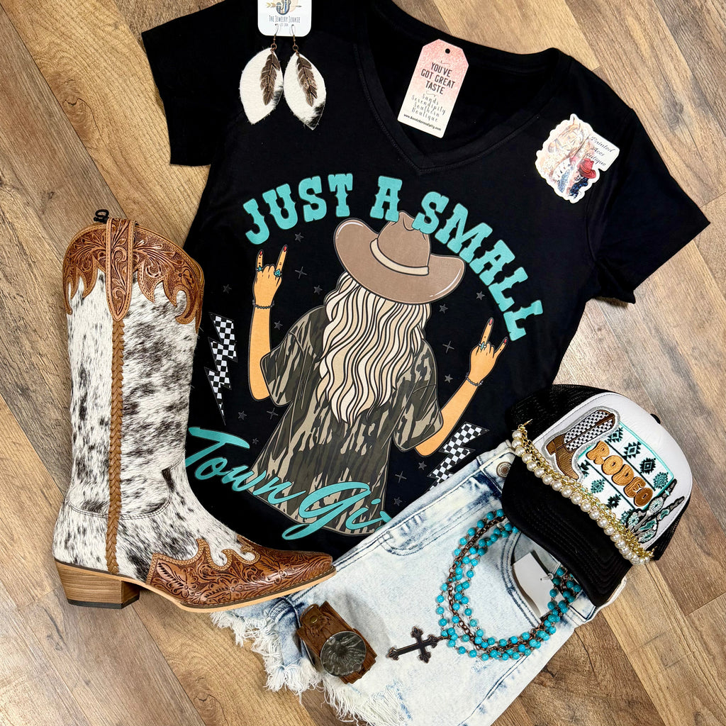 Small Town Girl | Western V-Neck Graphic T-Shirt