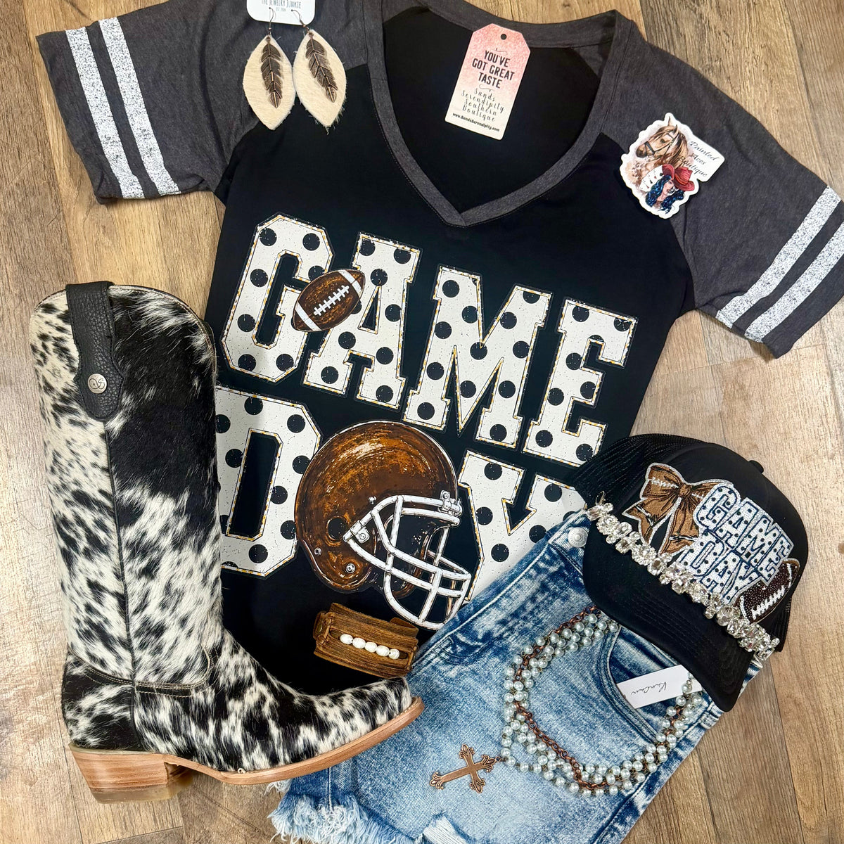 Game Day | Western V-Neck Graphic T-Shirt