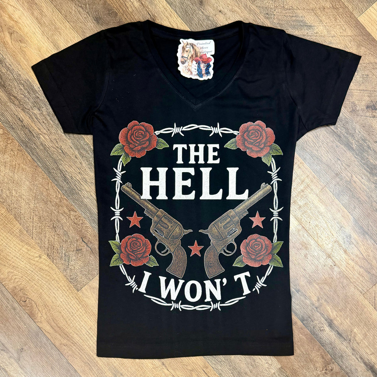 The Hell I Won’t | Western V-Neck Graphic T-Shirt