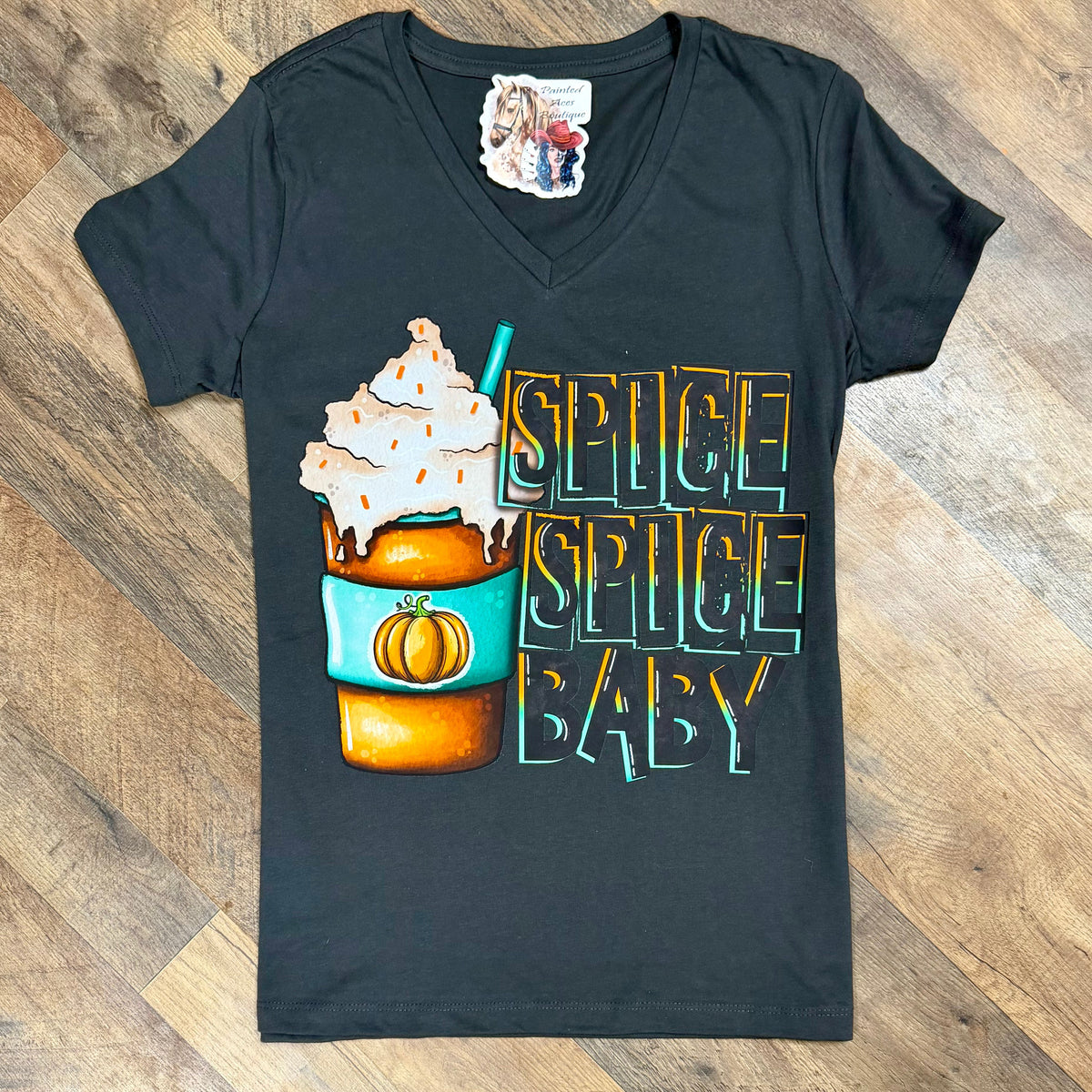 Spice Spice Baby | Western V-Neck Graphic T-Shirt