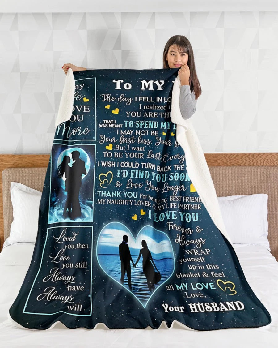 BLANKET FOR WIFE FROM HUSBAND – COMFORT & WARMTH GIFT Sherpa Fleece Blanket (SKU-CHAU-B11)