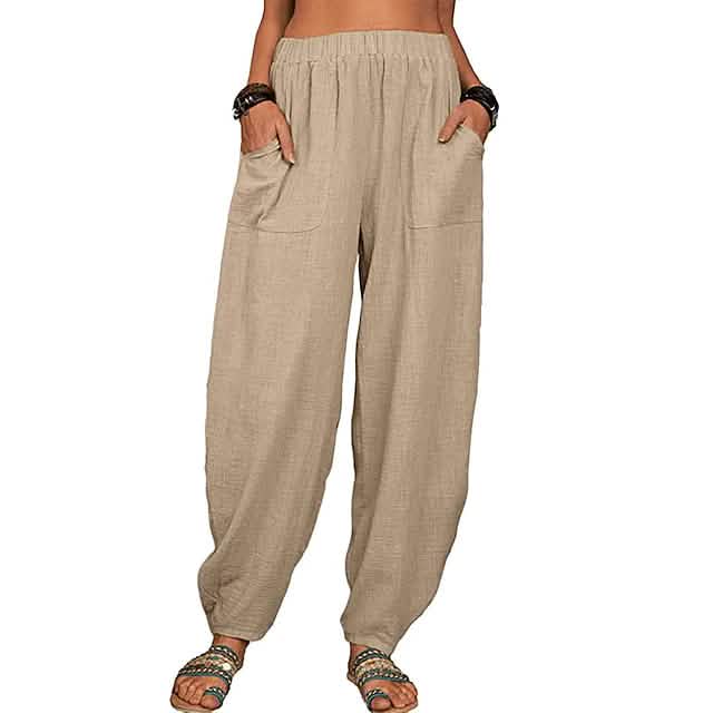Women's Linen High Waist Wide Leg Pants